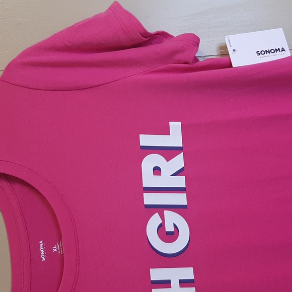 Maternity Tee Shirt Sonoma Brand Vibrant Pink With OH GIRL On Front Size XL - Picture 5 of 13